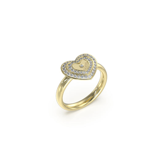 GUESS JEWELS JEWELRY Mod. JUBR04034JWYG54 gold heart ring with crystals