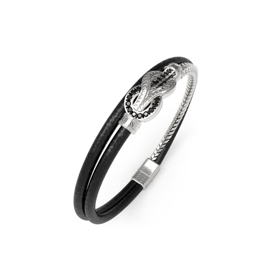 GUESS JEWELS JEWELRY Mod. JUMB05029JWSTBKS elegant black and silver bracelet