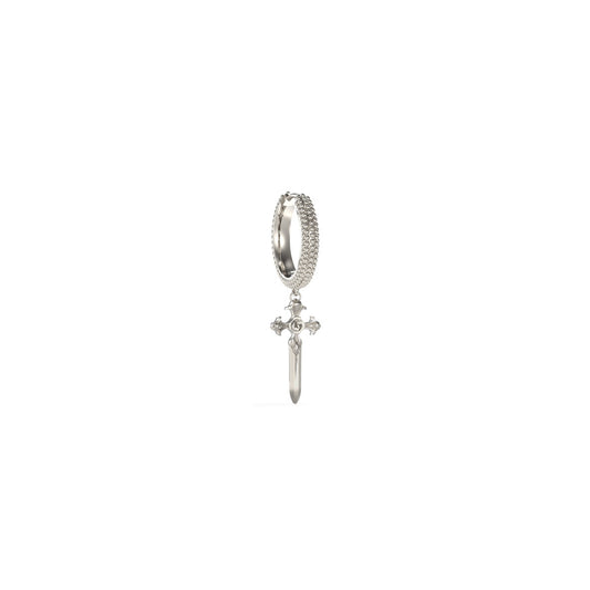 GUESS JEWELS JEWELRY Mod. JUME04025JWSTT-U silver hoop earring with cross pendant
