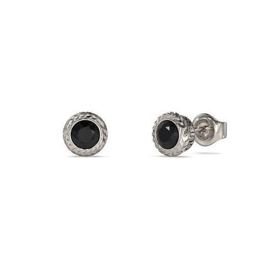 GUESS JEWELS JEWELRY Mod. JUME05022JWSTBKT-U silver and black stud earrings