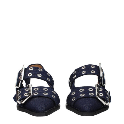 Ganni Blue Fabric Sandals