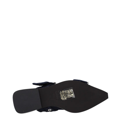 Ganni Blue Fabric Sandals