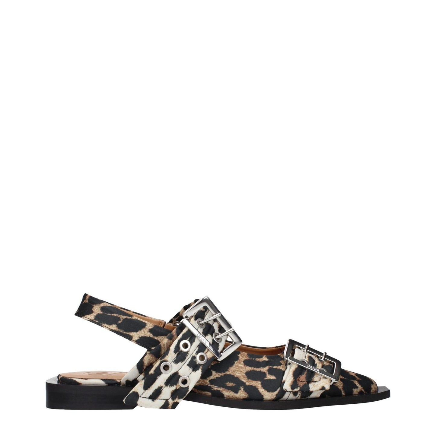 Ganni Brown Fabric Flat Sandals