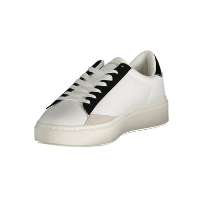 Gas White Polyester Women Sneaker with black details, chic design, and logo print on a stylish, comfortable sole, perfect for trendy fashion.