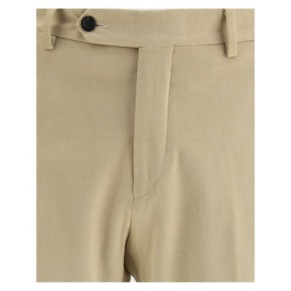 Close-up of Germano Beige Cotton Chino Pants with front zipper, button closure, and belt loops, AW25 season.