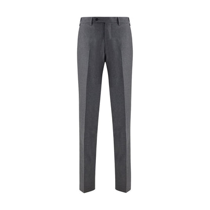 Germano Gray Fleece Wool Dress Pants with slim fit and welt pockets, ideal for formal occasions, season AW25.