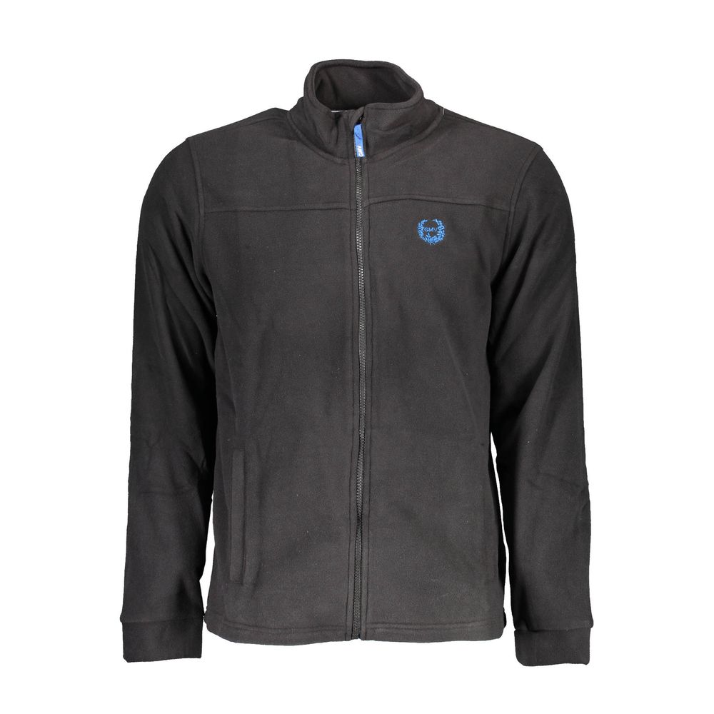 Gianmarco Venturi Black Polyester Sweatshirt with long sleeves, 2 pockets, zip closure, and logo embroidery