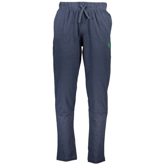 Gianmarco Venturi Blue Cotton Pant featuring elastic waist, laces, light cotton, 2 pockets, contrasting details, embroidery, logo.