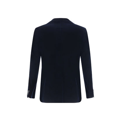 Back view of Giorgio Armani Black Viscose Blazer featuring peak lapels and sleek, sophisticated design.