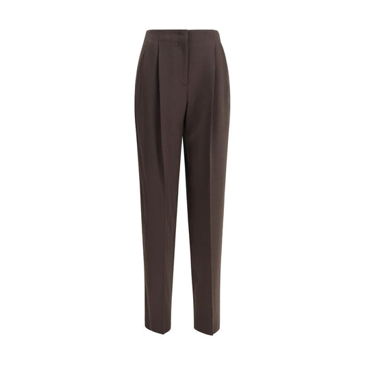 Giorgio Armani Brown Fleece Wool Casual Pants with zipper closure, side pockets, and back welt pocket for AW25.