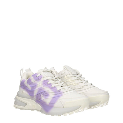 Givenchy Beige Leather Low Top Sneakers with lilac details, round toe, lace-up closure, and rubber sole. MPN BE001ME1CA107, casual style.