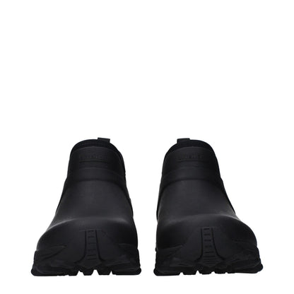 Givenchy Black Cotton Ankle Boots with rubber sole, round toe, casual style, featuring front and back logos. MPN: BH604CH1QG001.