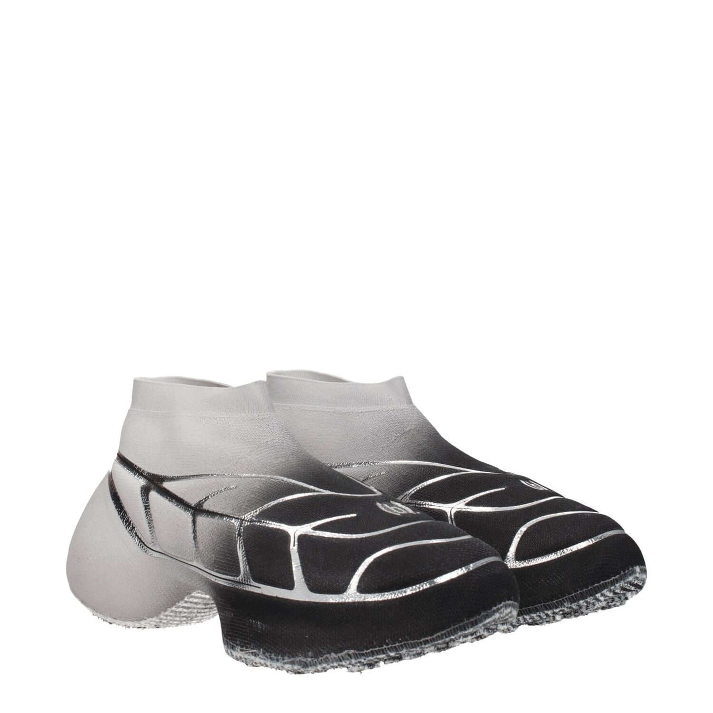 Givenchy Black Fabric Athletic Sneakers with side logo, round toe, mid heels, 4.5 cm heel height; sporty glam design, silver accents.