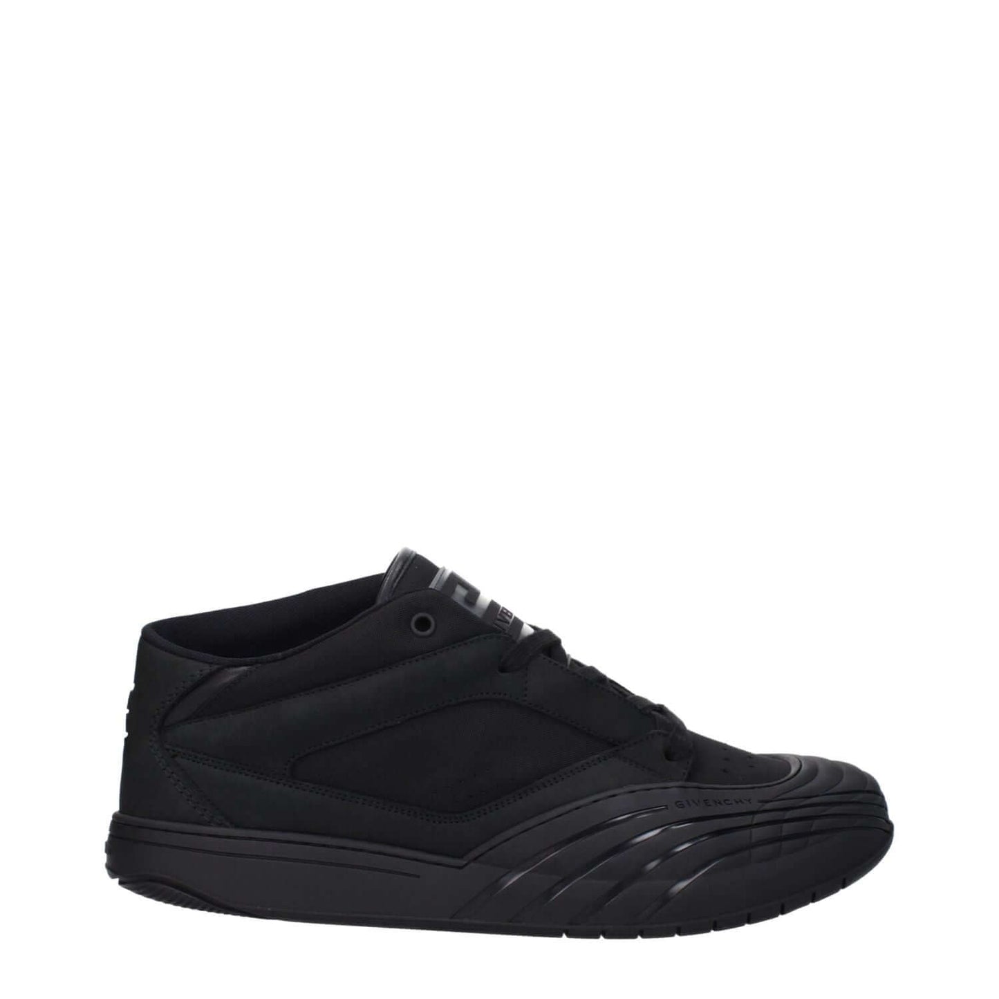 Givenchy Black Fabric Low Top Sneakers with logos and rubber sole