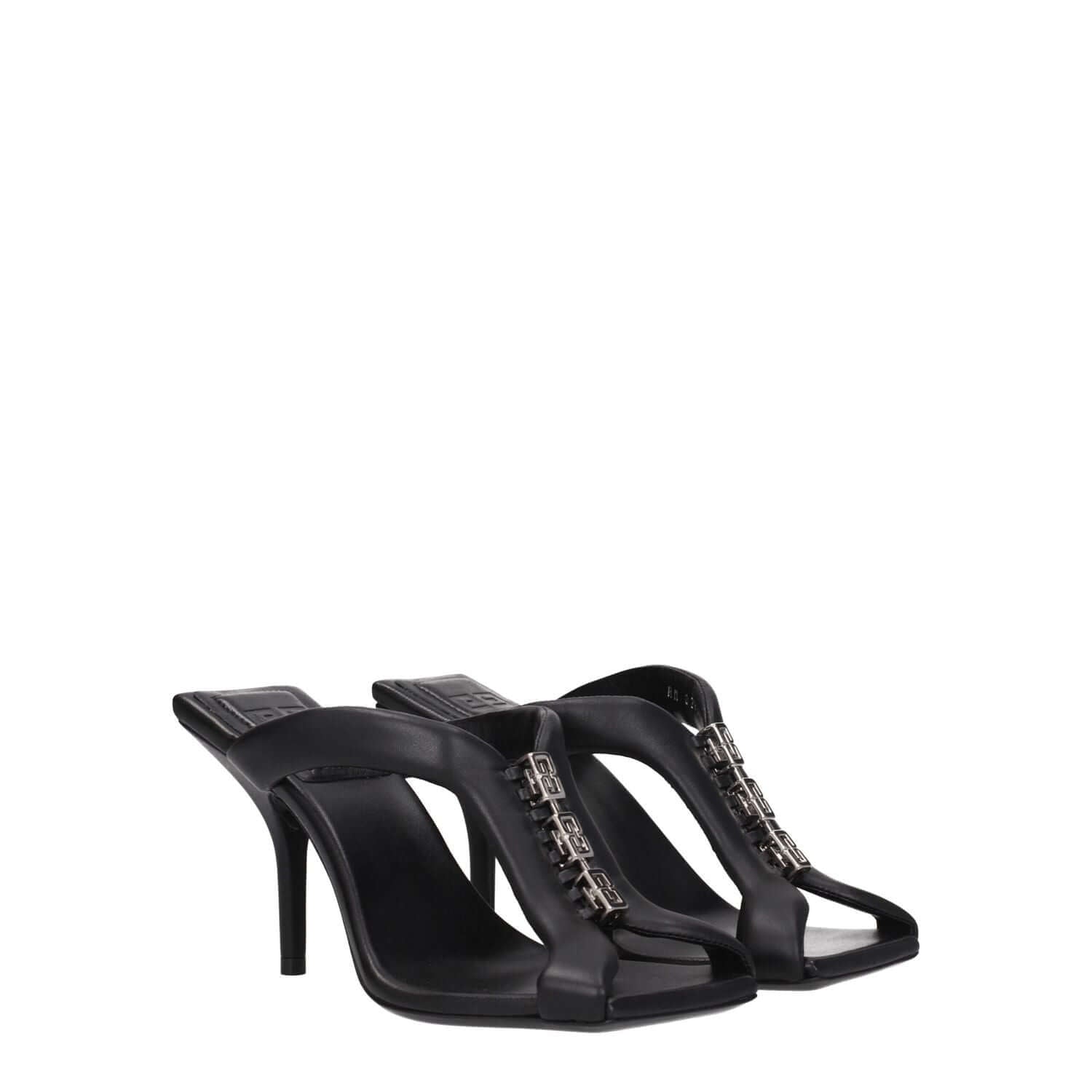 Givenchy Black Leather Stiletto Heel Sandals
