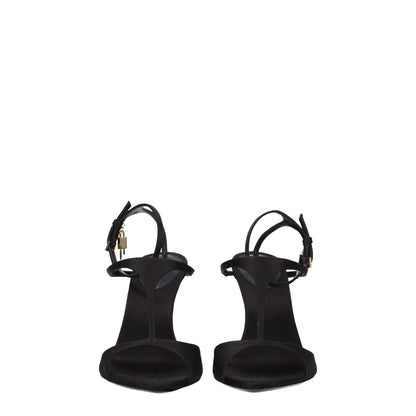 Givenchy Black Satin Stiletto Heel Sandals with open toe design and buckle closure