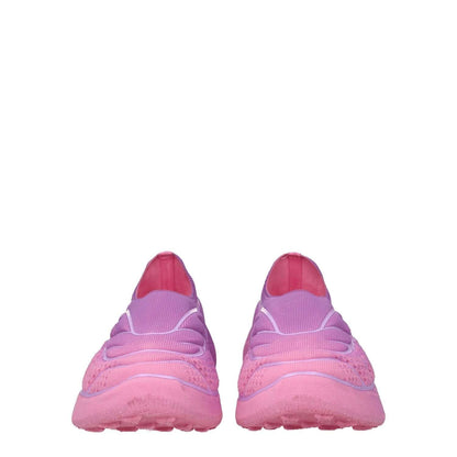 Givenchy Pink Fabric Sneakers with violet accents, sporty glam style, rubber sole, round toe, and mid heels, code F77854.