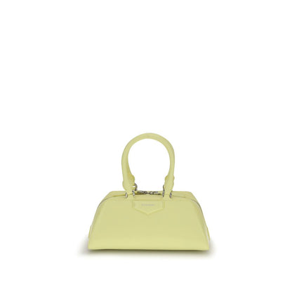 Givenchy Yellow Calf Leather Bos Taurus Handbag with articulated handles and embossed logo, featuring refined origami-inspired design.
