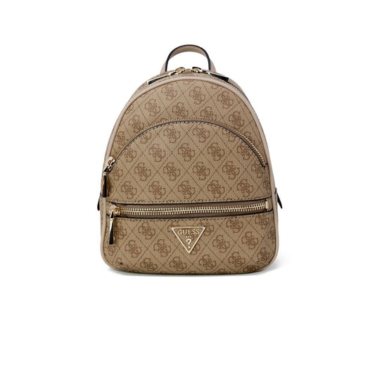 Guess Beige Polyethylene Backpack with 4G logo and gold-tone details