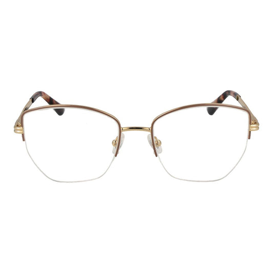 Guess Beige Women Glasses Frame in oval acetate with full-rim design, featuring demo lenses and spring hinges for comfort. Frame width 135mm.