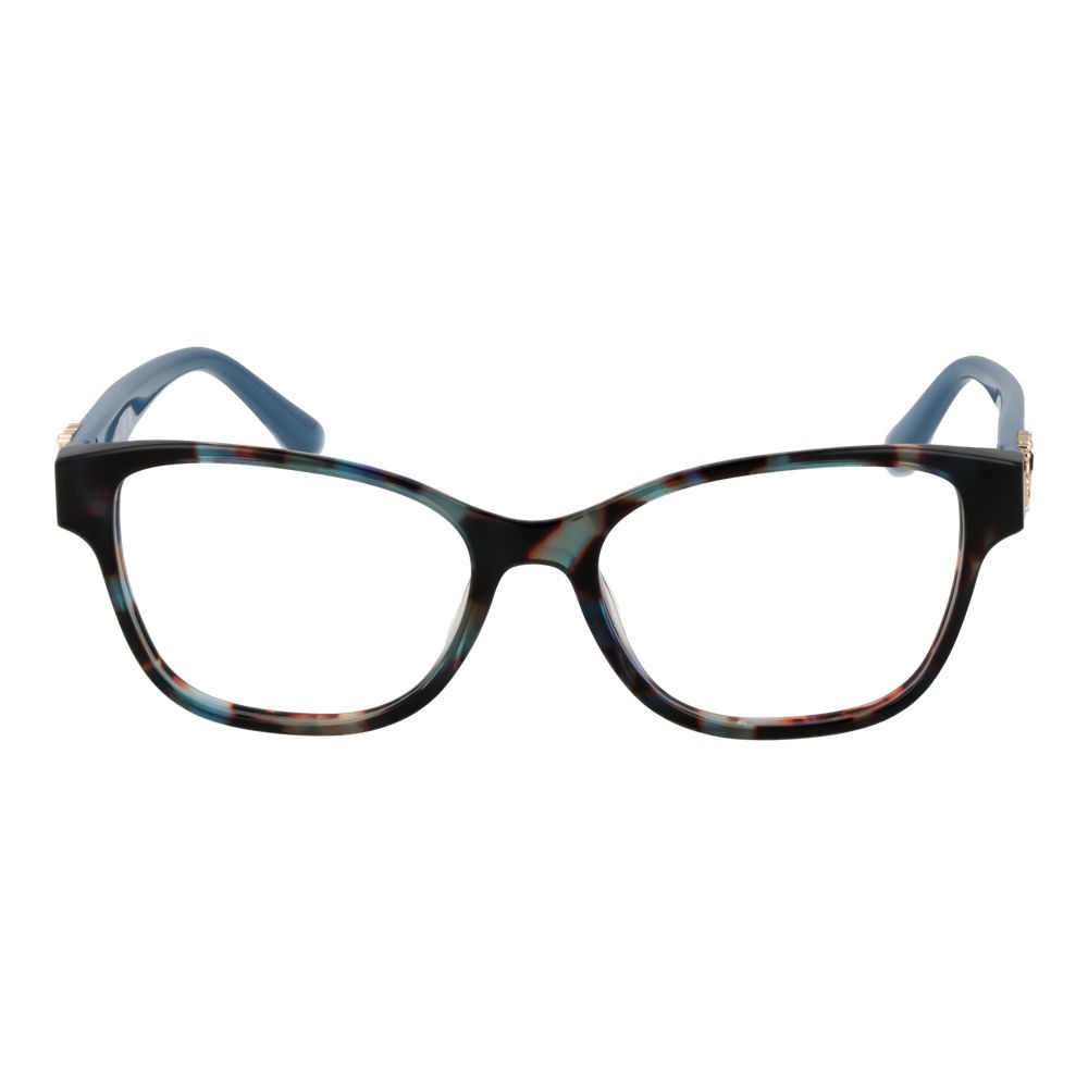 Guess Blue Acetate Glasses (Frames) for women with butterfly style and full-rim design, featuring blue acetate frame and demo lenses.