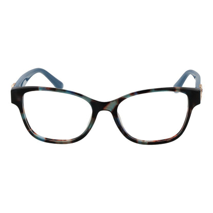 Guess Blue Acetate Glasses (Frames) for women with butterfly style and full-rim design, featuring blue acetate frame and demo lenses.