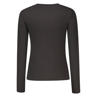 Back view of Guess Jeans Black Cotton Women T-Shirt with long sleeves and sleek design