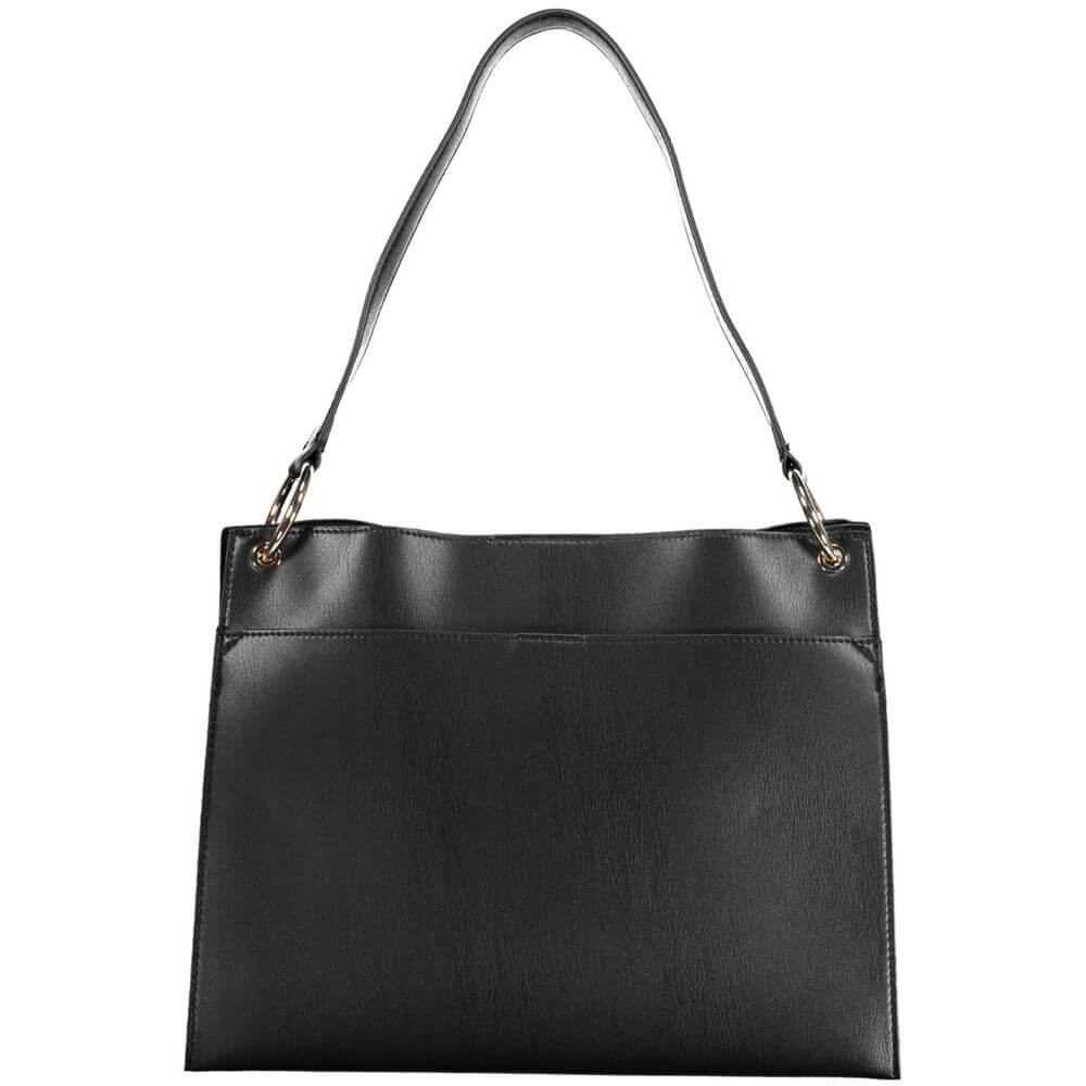 Guess Jeans Black Polyethylene Handbag with shoulder handle, external pockets, internal pocket, contrasting details, and logo.