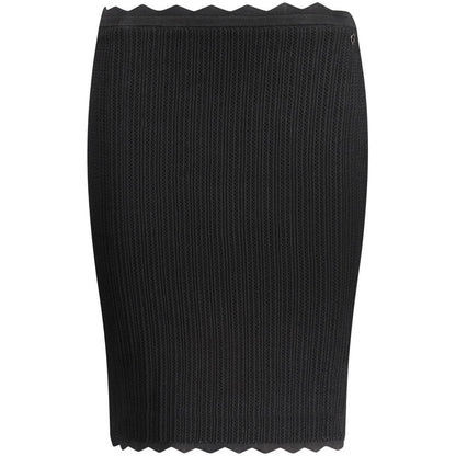 Guess Jeans Black Viscose Skirt with elastic waist, contrasting details, and logo