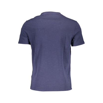 Back view of Guess Jeans Blue Cotton Men T-Shirt with short sleeves and crew neck design.