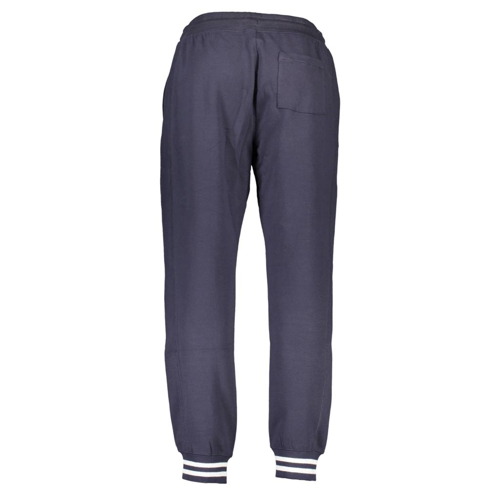 Guess Jeans Blue Cotton Pant with elasticated waist, organic cotton material, and 3 pockets featuring contrasting details and logo.