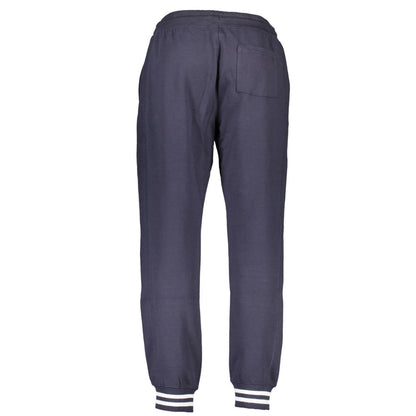Guess Jeans Blue Cotton Pant with elasticated waist, organic cotton material, and 3 pockets featuring contrasting details and logo.