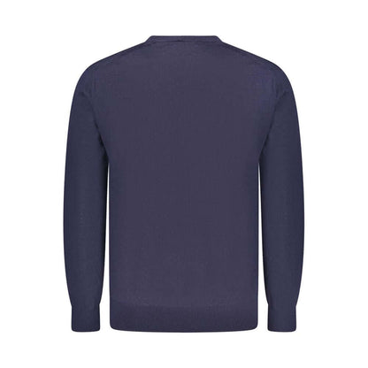 Back view of Guess Jeans Blue Wool Sweater with long sleeves and crew neck.