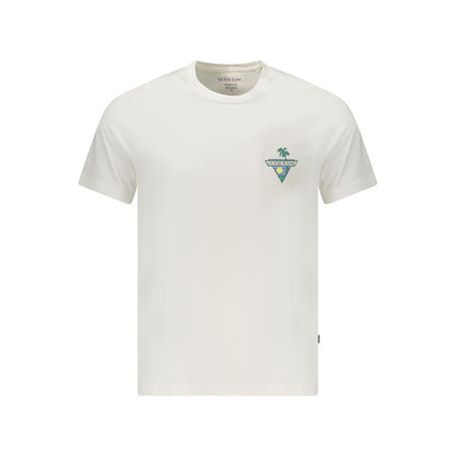 Guess Jeans White Cotton T-Shirt with short sleeves, crew neck, organic cotton. Featuring printed logo.