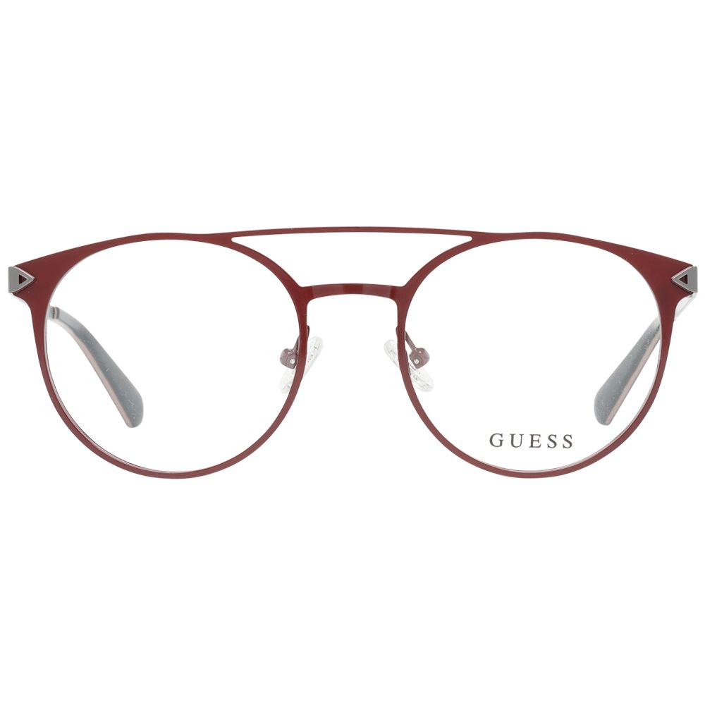 Guess Red Men Glasses Frame, full-rim metal aviator style, red color, size 50-19-140, with branded case, spring hinge, demo lenses