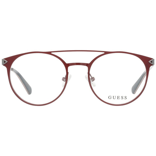 Guess Red Men Glasses Frame, full-rim metal aviator style, red color, size 50-19-140, with branded case, spring hinge, demo lenses