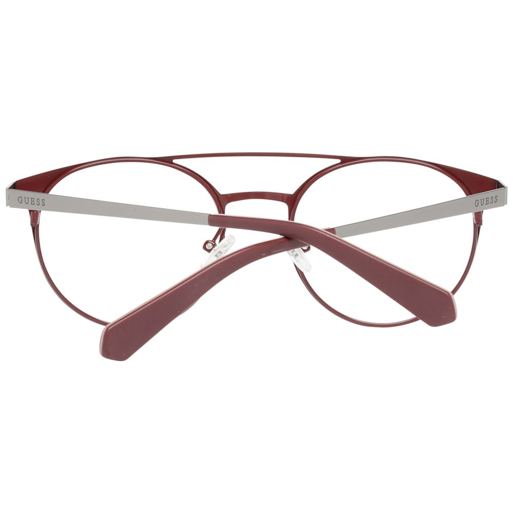 Alt Tag: Guess Red Men Glasses Frame aviator style with metal full-rim, spring hinge, red frame, size 50-19-140; includes branded case.
