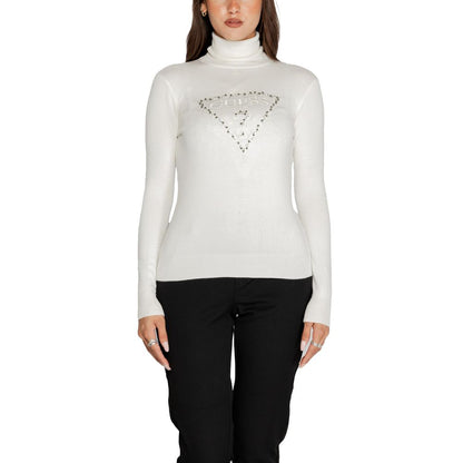 Guess White Viscose Turtleneck