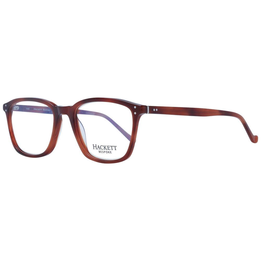 Hackett Brown Men Glasses Frame in full-rim acetate, rectangle style with demo lenses and branded case included.