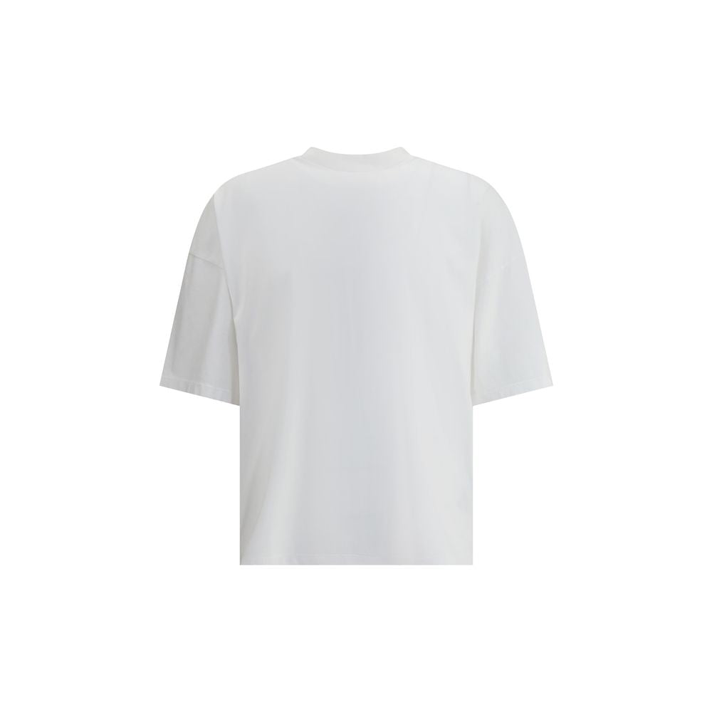 Haikure White Cotton T-Shirt, oversized minimalist design with ribbed crew neck and dropped shoulders, AW25 collection, back view.