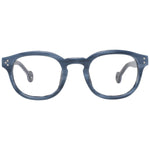 Hally & Son Blue Unisex Glasses Frame with round full-rim design, plastic material, 49-24-145 size, and demo lenses included.