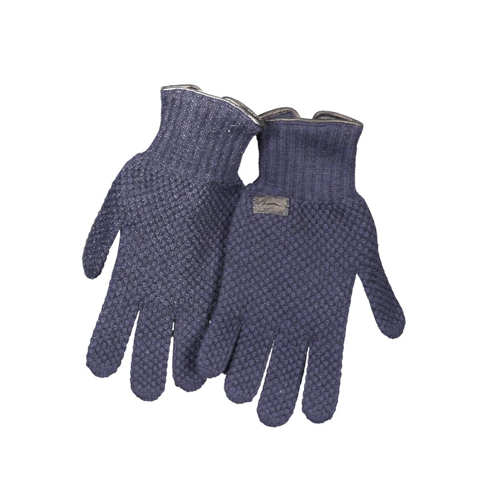 Harmont & Blaine Blue Wool Men's Glove with luxury detailing and iconic logo, crafted in Italy for warmth and elegance.