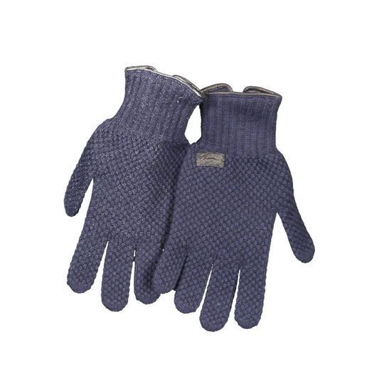 Harmont & Blaine Blue Wool Men's Glove with luxury detailing and iconic logo, crafted in Italy for warmth and elegance.