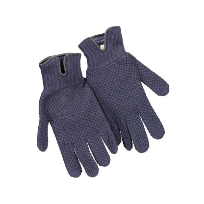 Harmont & Blaine Blue Wool Men's Glove with textured design and iconic logo, crafted in Italy for a blend of warmth and luxury.
