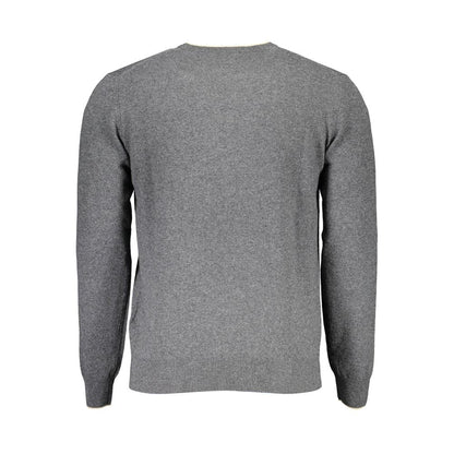 Back view of Harmont & Blaine Grigio Lana Men Sweater in grey color showcasing design and texture.