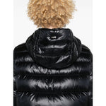 Back view of Herno Coats Black featuring hood and quilted design