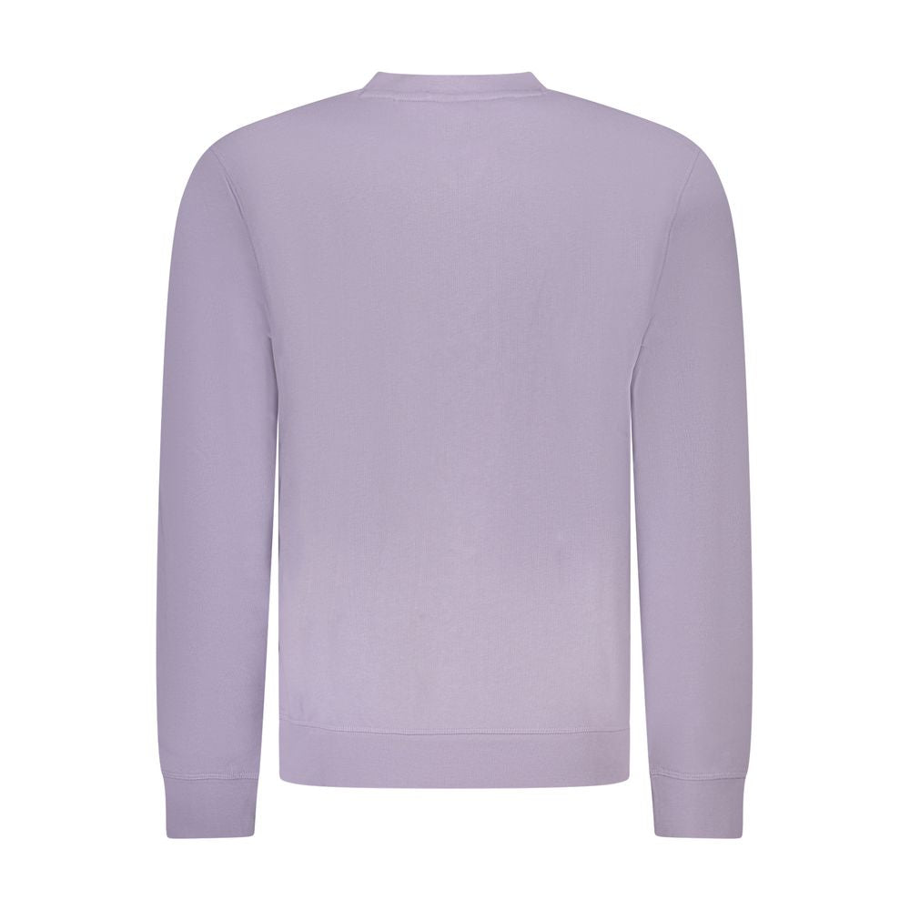 Hugo Boss Purple Cotton Men Sweater - back view of the sophisticated long sleeve crew neck with stylish embroidery and logo details.