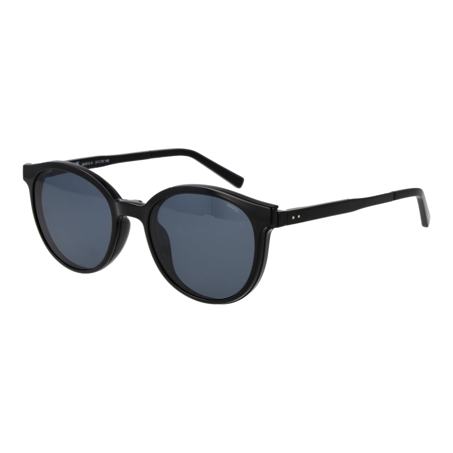 Stylish lady's sunglasses INVU MOD. M4310 51A with black frames and dark lenses.