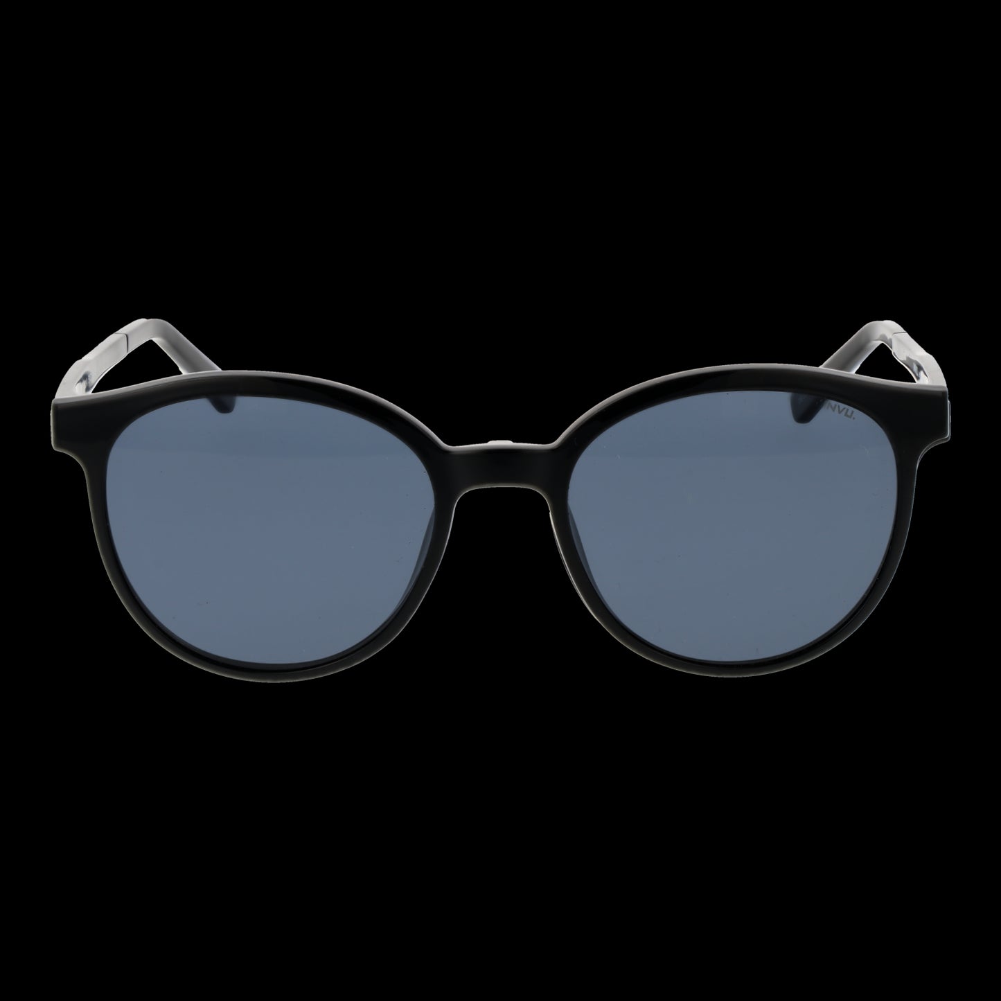 Black lady sunglasses model INVU MOD. M4310 51A with blue lenses on a dark background.