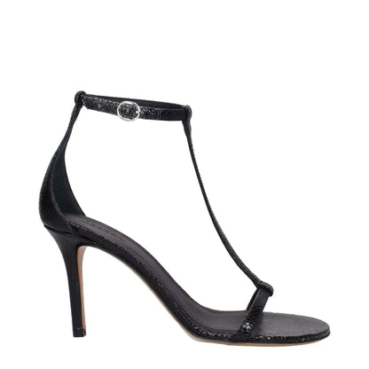 Isabel Marant Black Leather Stiletto Heel Sandals
